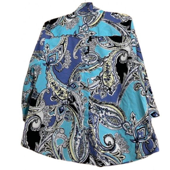 Chico’s No-Iron Blue Multi Paisley Print 3/4 Sleeve Button Down Shirt Size-XL - Picture 6 of 6